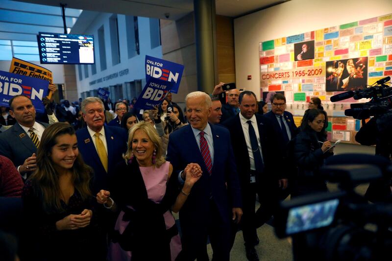 Democratic 2020 U.S. presidential candidate former Vice President Joe Biden and his wife Dr. Jill Biden attend a Democratic Party fundraising dinner, the Liberty and Justice Celebration, in Des Moines, Iowa, U.S.   Reuters