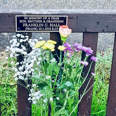 Frank was repatriated back to the UK, where the family have ensured his memory lives on with this bench dedicated to him. Courtesy Sarah Hall