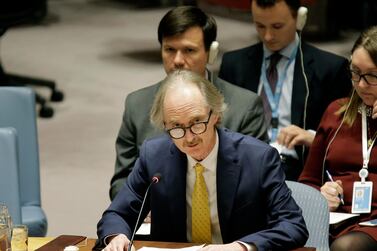 Geir Pedersen, the UN Special Envoy for Syria, speaks during a Security Council meeting on February 28, 2019. AP 