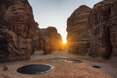 Manal AlDowayan, Now You See Me, Now You Don’t, installation view at Desert X AlUla, photo by Lance Gerber, courtesy the artist, RCU and Desert X 2