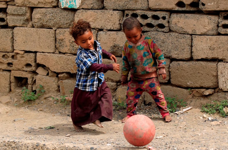 Boys from Yemen's 'Muhamasheen' minority play in a slum in Sanaa. AFP