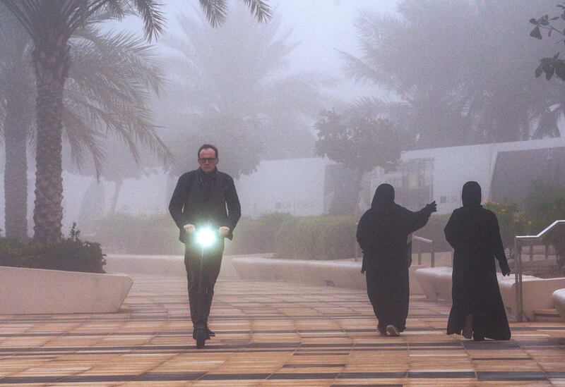 Abu Dhabi, United Arab Emirates, January 21, 2021.  Foggy morning at the Al Bandar area, Abu Dhabi.
Victor Besa/The National 
Section:  NA/Weather