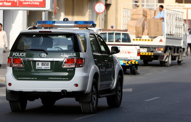 
DUBAI, UNITED ARAB EMIRATES – Sep 22: Police on Patrol on one of the road in Bur Dubai. (Pawan Singh / The National) *** Local Caption ***  PS004- POLICE.jpgPS004- POLICE.jpg