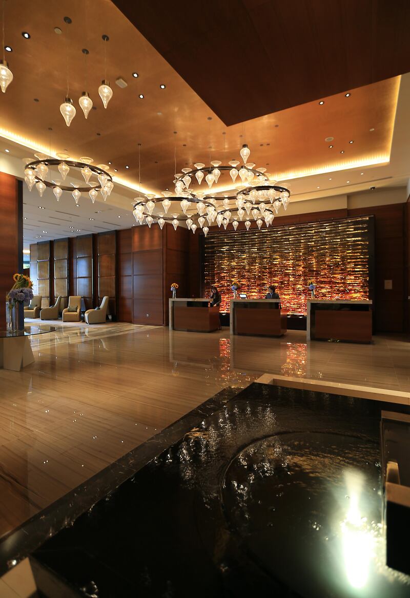 ABU DHABI - UNITED ARAB EMIRATES - 06AUG2013 - Lobby of Rosewood Hotel at Sowwah Square towers on Al Maryah island in Abu Dhabi. Ravindranath K / The National (to go with Neil Vorano article)

 *** Local Caption ***  RK0608-SOWWAHTOUR58.jpg
