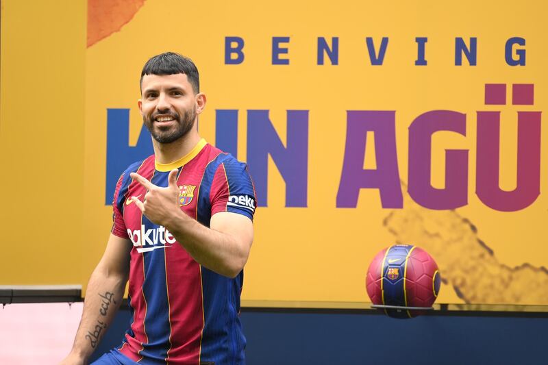 Sergio Aguero at Camp Nou. Getty