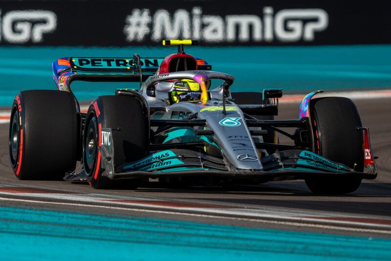 Lewis Hamilton in action during the second practice session for the Formula One Grand Prix of Miami. EPA