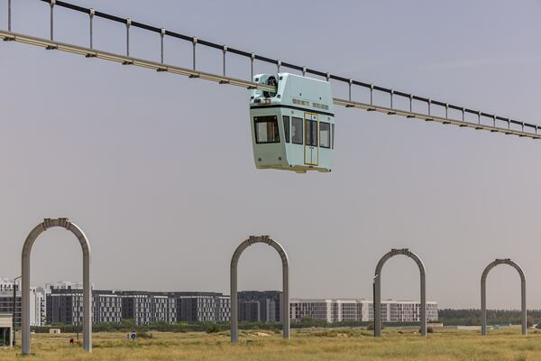 A sky pod runs along a 2.4km track at uSky Test & Certification Centre in Sharjah