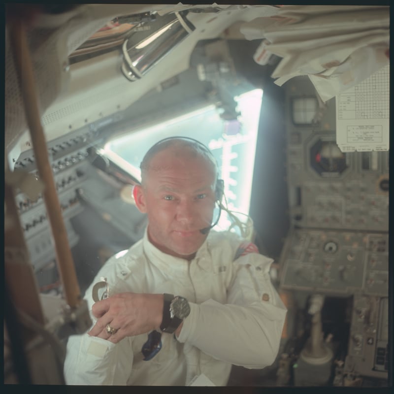 A photo of Mr Aldrin wearing the in-flight jacket while in space in 1969. Photo: Nasa