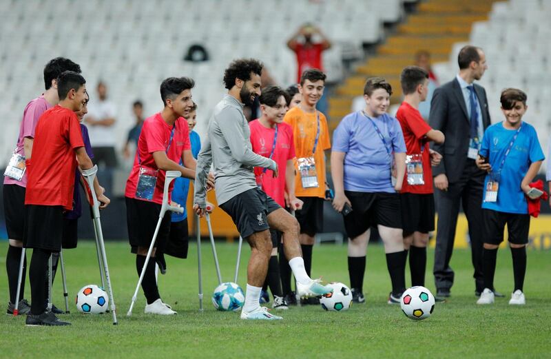 Liverpool's Mohamed Salah during training in Istanbul. Reuters