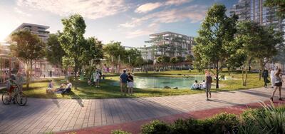 Rendering of the planned Central Park neighbourhood at City Walk in Dubai. Courtesy Meraas