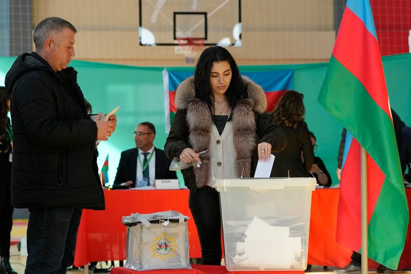 Voters in Agali take part in the election, which the president called early by after recapturing the breakaway region of Nagorno-Karabakh from Armenia and a crackdown on the media. AP