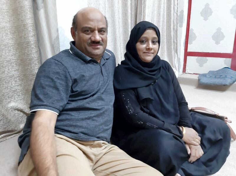 Firoz Khan and Reshma Pathan pictured in Oman. The couple were among the 17 passengers that died when their bus to Dubai crashed into an overhead height restriction barrier on June 6, 2019. Their son Zidan Firoz Pathan survived. Courtesy Zidan Firoz Pathan