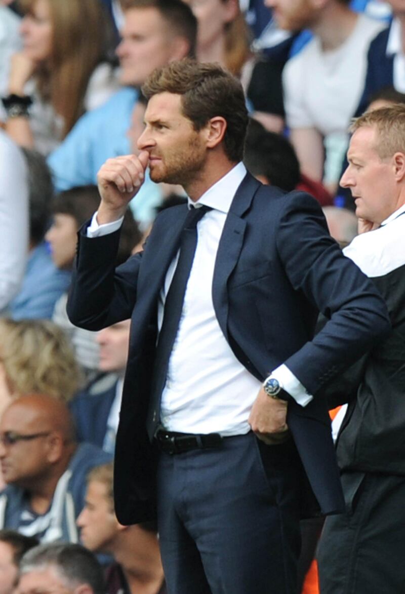Tottenham Hotspur's Portuguese manager Andre Villas-Boas looks on during the English Premier League football match between Tottenham Hotspur and Norwich City at White Hart Lane in north London, England on September 1, 2012. AFP PHOTO/OLLY GREENWOOD

RESTRICTED TO EDITORIAL USE. No use with unauthorized audio, video, data, fixture lists, club/league logos or “live” services. Online in-match use limited to 45 images, no video emulation. No use in betting, games or single club/league/player publications
 *** Local Caption ***  358881-01-08.jpg