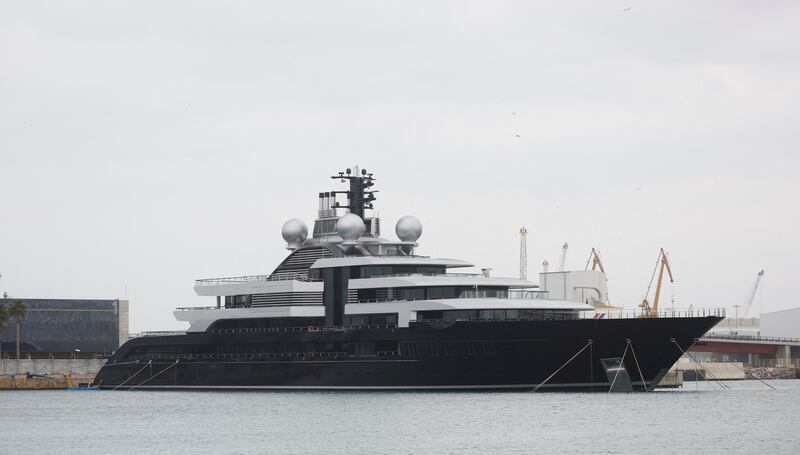 'Crescent', which is believed to belong to Russian oligarch Igor Sechin, is seen docked at Marina Port Tarraco in Tarragona, Spain. Reuters