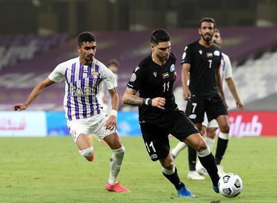 Baniyas’ Argentine midfielder Gaston Suarez goes on the offensive in their 2-1 in over Al Ain in the Arabian Gulf League at the Hazza bin Zayed stadium on Tuesday, March 17, 2021. Courtesy PLC
