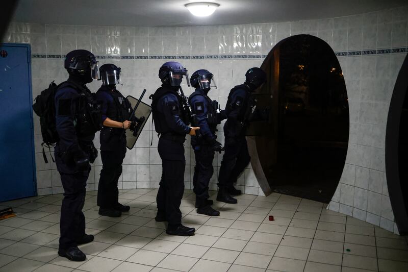 Riot police on patrol in Nanterre, in the north of the capital. EPA