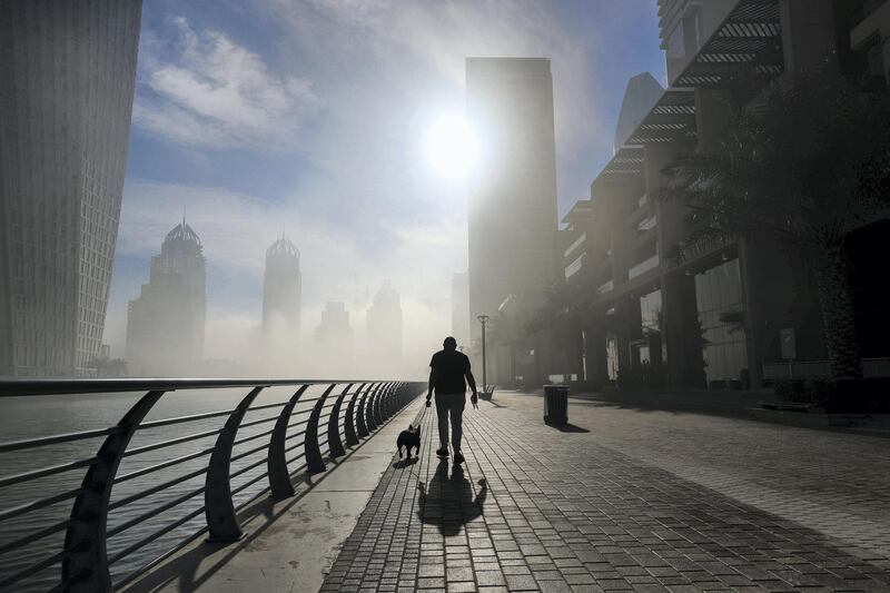 Dubai, United Arab Emirates - December 26th, 2017: Heavy fog in Dubai. Tuesday, December 26th, 2017 at Marina, Dubai. Chris Whiteoak / The National