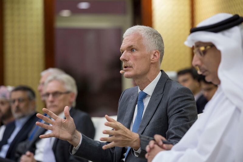 ABU DHABI, UNITED ARAB EMIRATES - July 13, 2015: Dr Andreas Schleicher (C) delivers a lecture titled "Strong Performers and Successful Reformers in Education - Building 21st Century School Systems" at Al Bateen Palace Majlis.


( Ryan Carter / Crown Prince Court - Abu Dhabi )
--- *** Local Caption ***  20150713RC_C149285.JPG