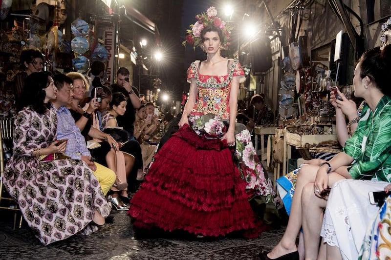 Dolce & Gabbana’s Alta Moda couture show in Naples, Italy. Courtesy Dolce & Gabbana