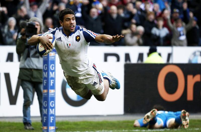 Wesley Fofana scores France’s second try in as many second-half minutes against Italy at the Stade de France yesterday. Christophe Karaba / EPA

