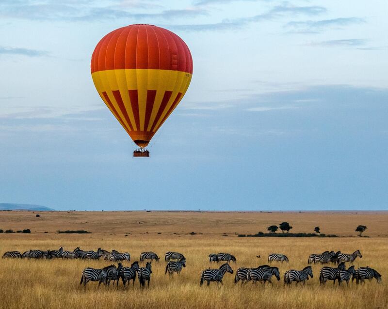 A hot air baloon safari in Kenya. Etihad has launched an Eid flight sale for summer travel with Economy fares to several destinations from Dh995. Courtesy Unsplash