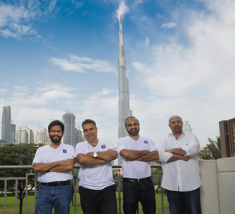 From left to right: Bilal Karimbath, North Ladder’s chief technology officer, Pishu Ganglani, co-founder and chief operating officer, Sandeep Shetty, co-founder and chief executive, and Ricky Husaini, co-founder and chief information officer. Courtesy North Ladder