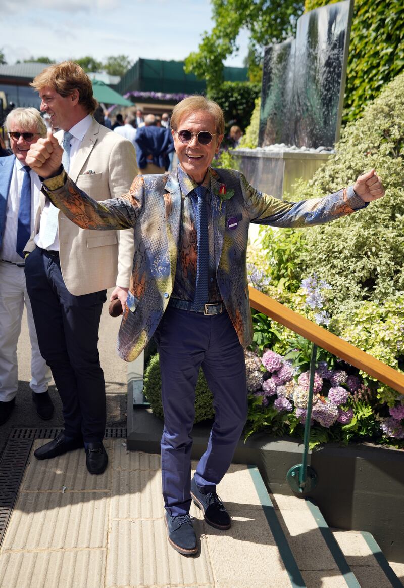 Sir Cliff Richard arrives ahead of day 10 of the 2022 Wimbledon Championships. PA Wire