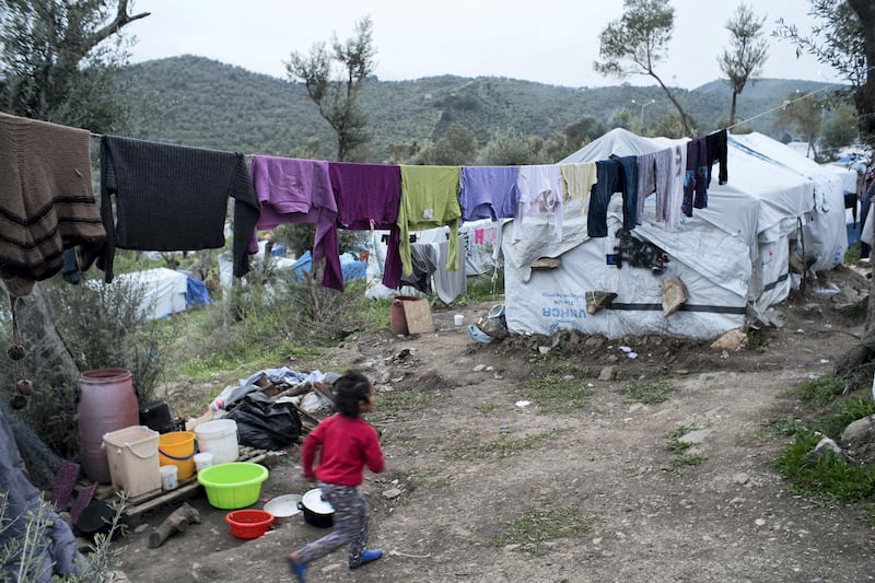 Overview of Moria camp in Lesbos, Greece. 
The camp that has a capacity of 2000 people is overflowing with 6000 at the end of March 2018