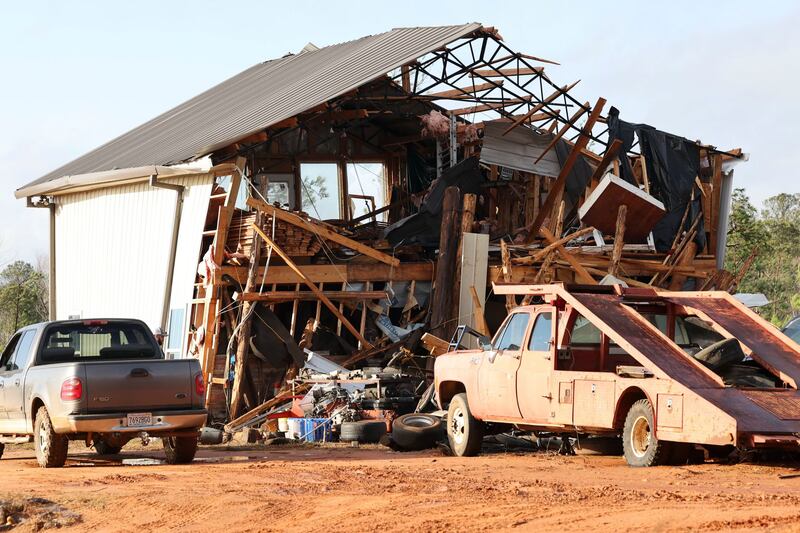 A damaged home near Prattville. At least 20 homes in Autauga County were damaged or destroyed. AP