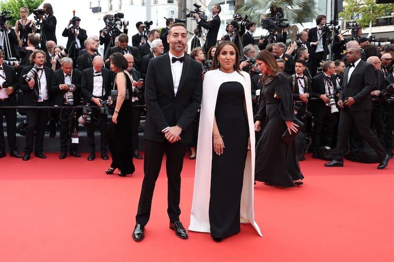 Mohammed Al Turki and Jomana Alrashid in matching black and white. Getty