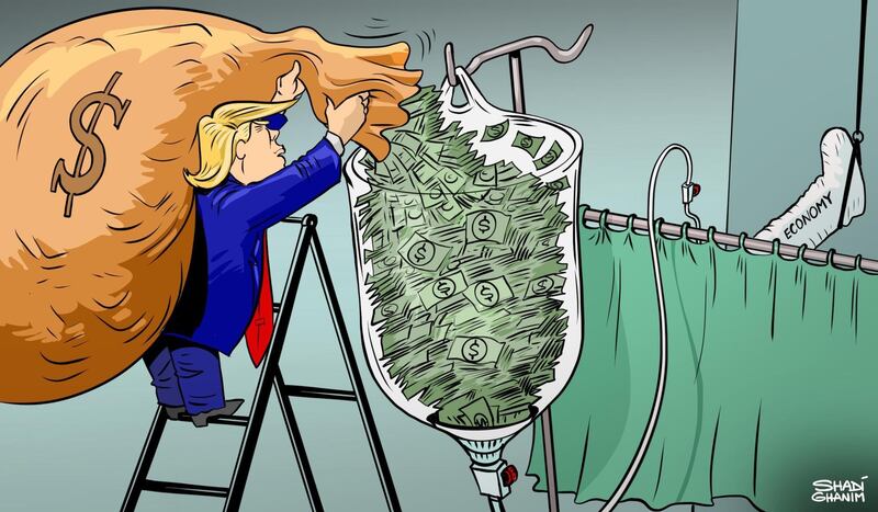 Our cartoonist Shadi Ghanim's take on US President Donald Trump's economic stimulus package.