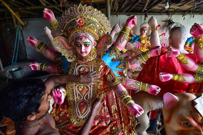 Navratri predominantly celebrates the Hindu deity Durga. AFP