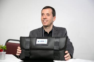 The first free Arabic language speech synthesiser is being developed by Brazilian Fernando Botelho for low-cost computers called VOISS for the blind with Expo 2020 Dubai funding. This is expected to make a big impact in the lives of people with visual impairments globally to enable access to affordable devices with accessible software. The Arabic synthesiser will be added to software in English, Portuguese and Spanish languages. The bag Fernando displays will include the device, earphones, power pack and keyboard. Courtesy: VOISS