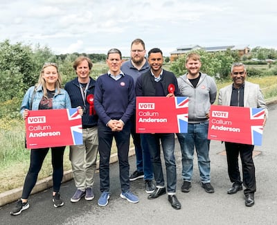 David Miliband has also been on the election trail with Labour candidate Callum Anderson, in the Buckingham and Bletchley constituency in southern England. Photo: Labour Party