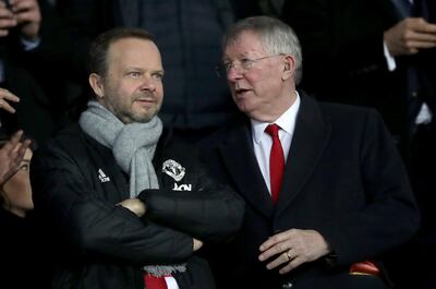 File photo dated 06-03-2019 of Manchester United executive vice-chairman Ed Woodward (left) and former manager Sir Alex Ferguson. Issue date: Tuesday April 20, 2021. PA Photo. Ed Woodward has resigned as Manchester United executive vice-chairman, the PA news agency understands. See PA story SOCCER European. Photo credit should read John Walton/PA Wire.