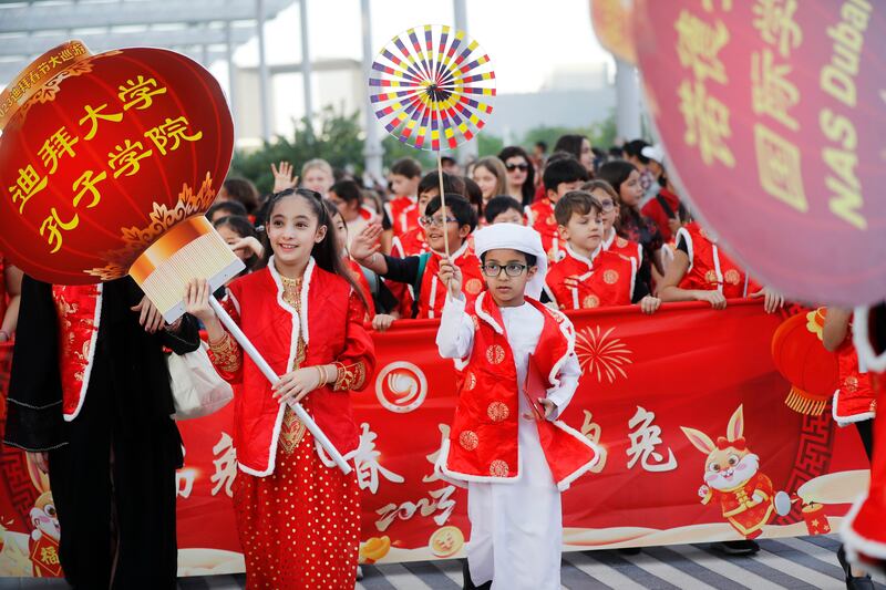 The rabbit motif could be seen everywhere at the Lunar New Year parade in Expo City.
