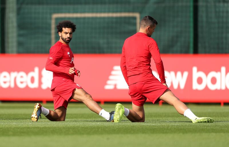 Liverpool's Mohamed Salah during training. Reuters