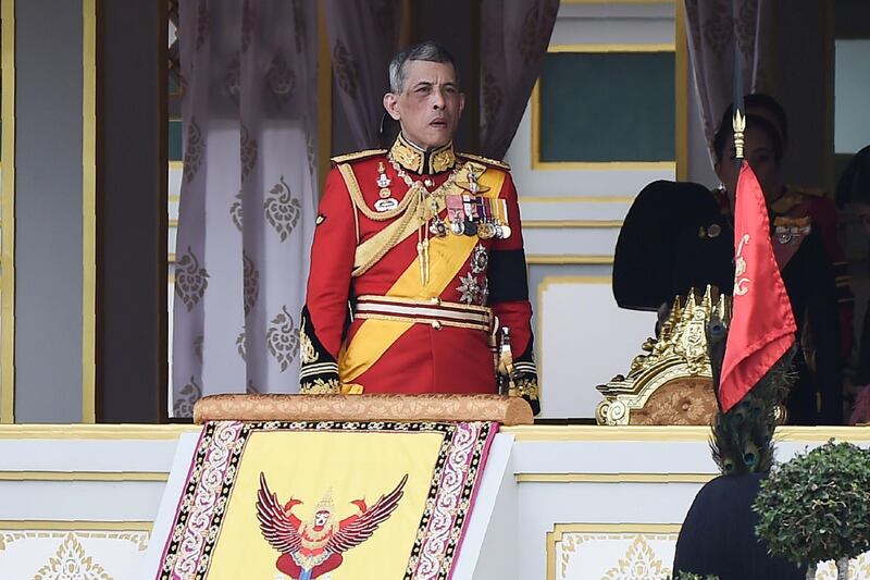 King Maha Vajiralongkorn attends the funeral procession of his father in October 2017.  AFP