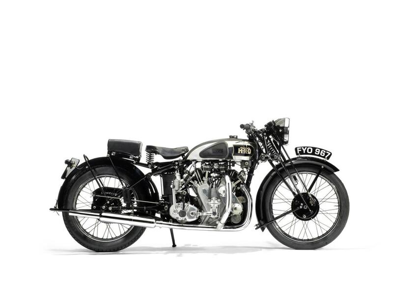 A 1939 Vincent Series-A Rapide, a rare motorcycle which could go under the hammer for up to Dh1.9 million. Courtesy Bonhams

