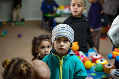 Children at the new centre hosting ISIS fighters' relatives in northeastern Syria.  AFP