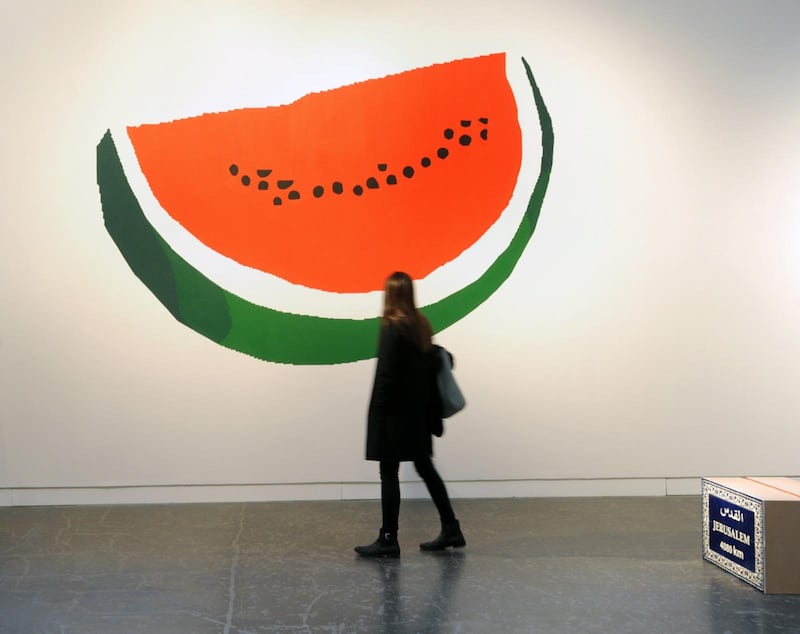 Khaled Hourani's work 'The Colours of the Palestinian Flag', on view at the Centre for Contemporary Arts Glasgow in 2014. Courtesy the artist