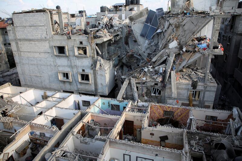 The aftermath of an Israeli strike on homes, in Rafah, in the south of the Gaza Strip. Reuters