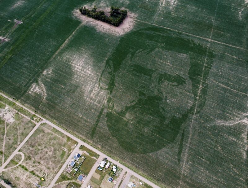 Football star Lionel Messi is depicted in a corn field sown with special algorithmic seeds in Cordoba, Argentina. Reuters