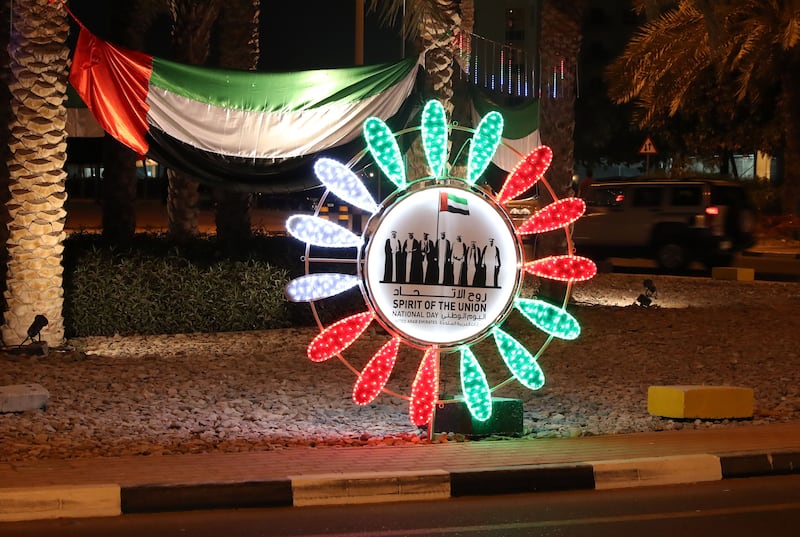 Lights on a roundabout in Remraam, Dubai. Chris Whiteoak / The National