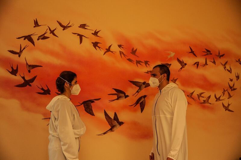 Dr Diana Hristova, left and Dr Yanislav Mitkov pose for a portrait in the intensive care unit of Aleksandrovska Hospital in Sofia, Bulgaria. Getty Images