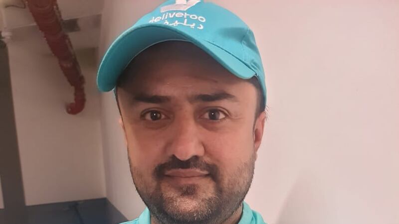 Waqas Sarwar, 34, who works for Deliveroo as a delivery bike rider, was honoured by the UAE government. Photo: Waqas Sarwar