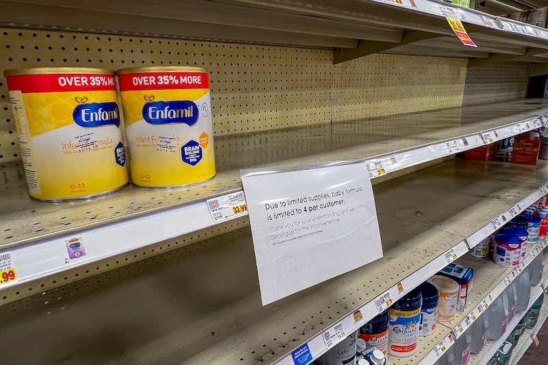 A production shutdown following a recall has resulted in nearly empty shelves of baby formula at some supermarkets. EPA