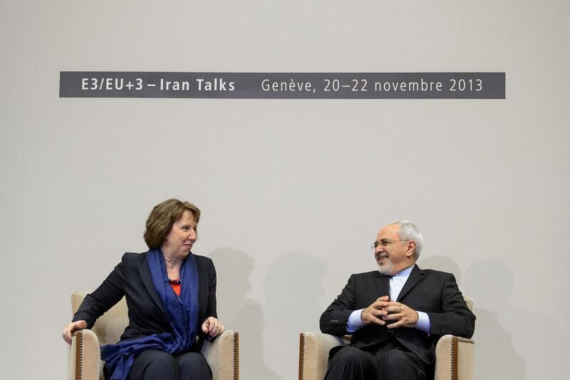 Iran’s lead negotiator said after a second meeting between Foreign Minister Mohammad Jarad Zarif and P5+1 counterpart Catherine Ashton in Geneva that a deal was not yet in view.  Fabrice Coffrini / AFP





