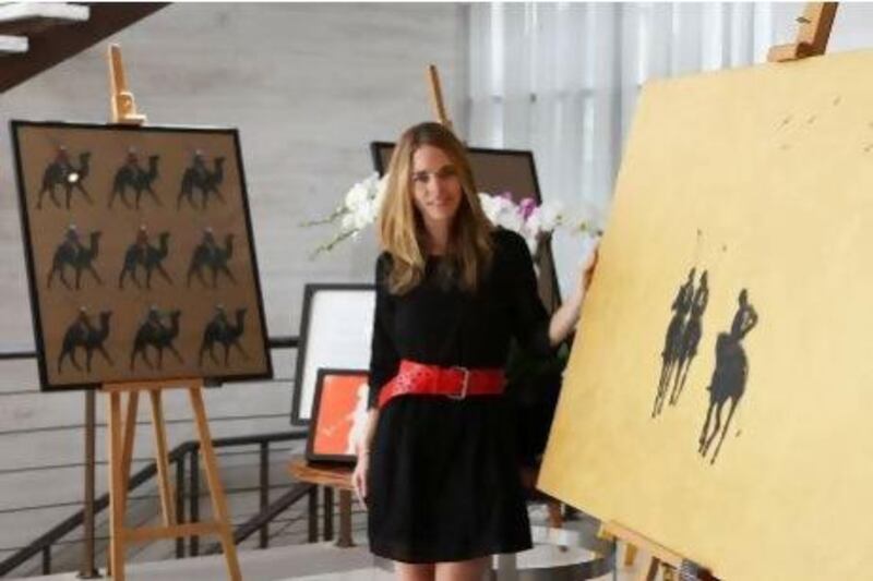Eugenia Laprida with her polo-inspired work.
