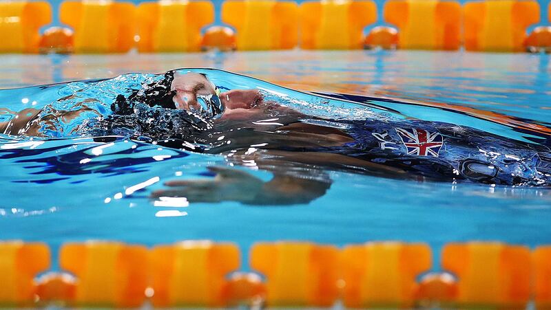 Georgia Davies of Great Britain competes in the heats of the women's 100m backstroke during Day 1 of the European Short Course Championship in Glasgow on Wedensday, December 4. Getty